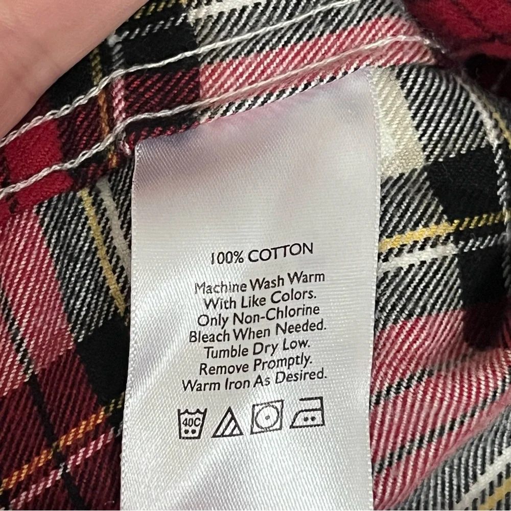 Eddie Bauer Burgundy Red and Black Plaid Shirt - Picture 7 of 8